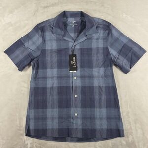 Rhone Camp Shirt Men's Small Blue Plaid Lightweight Casual Short Sleeve NWT